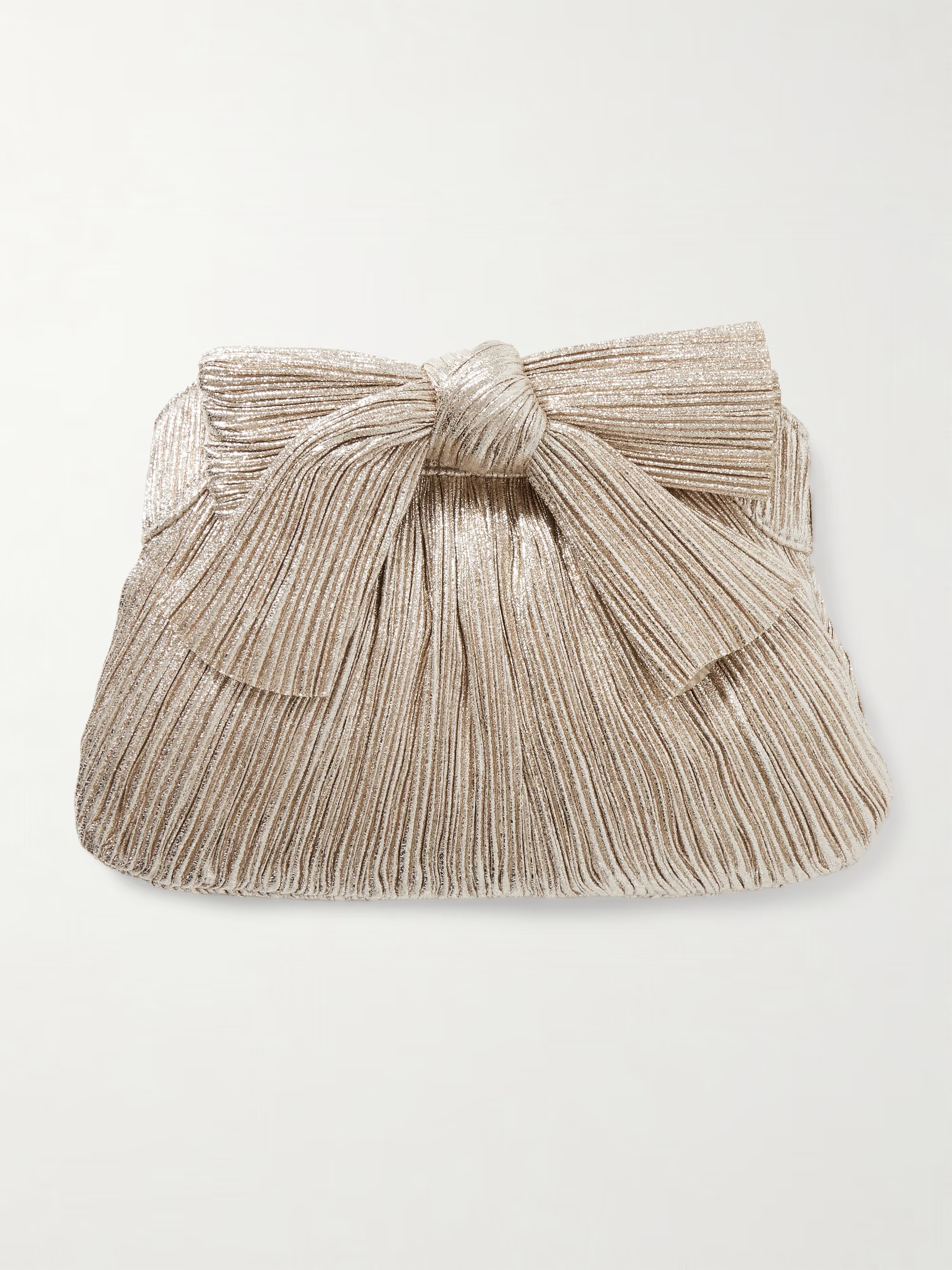 Rayne bow-embellished plissé-lamé clutch | NET-A-PORTER (US)