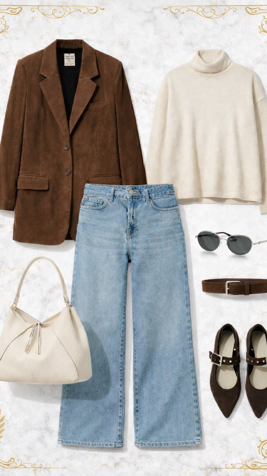 Obsessing over this chocolate brown suede blazer situation and I cannot stop wearing it! The cream turtleneck underneath gives that cozy-chic vibe while the wide leg light wash jeans keep it effortlessly cool. And those dark brown Mary Jane flats with the buckle detail?! IYKYK 🤌

This is my go-to formula when I want to look put together without trying too hard - and honestly it works every single time! Cream bag ties the whole neutral palette together perfectly 🤍

Everything is linked in my LTK shop - tap to shop the whole look or mix and match your favorites!

#LTKstyle #LTKfindsunder100 #LTKseasonal #LTKover40 #LTKshoecrush #LTKitbag #outfitinspo #blazeroutfit 

#LTKdayinmylife #LTKSaleAlert #LTKOver40
