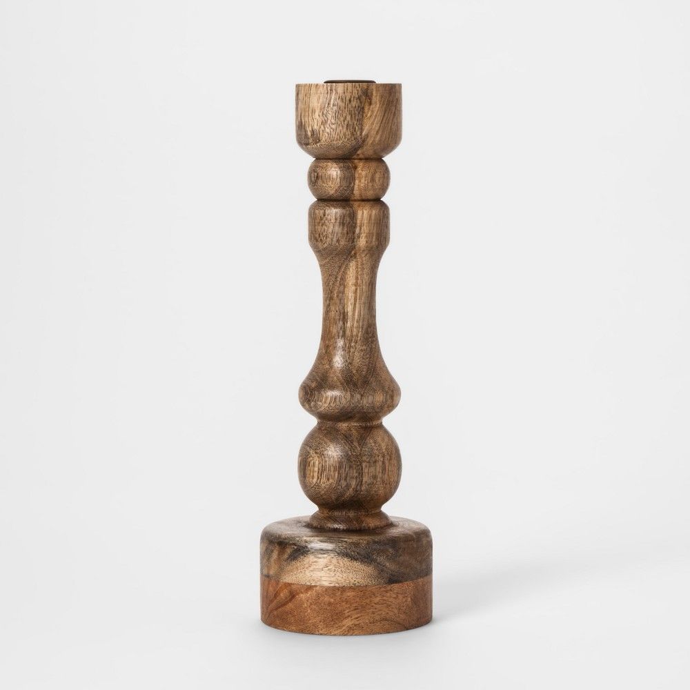 Turned Wood Taper Candle Holder Small - Threshold | Target