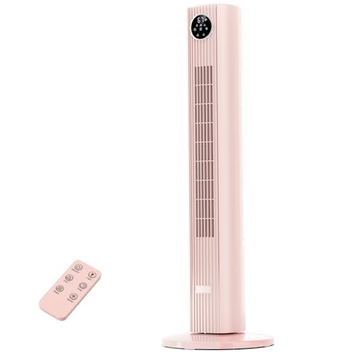 Antarctic Star 37 Inch Pink Tower Fan, Quiet Fan for Bedroom with Sleep Mode, 85° Oscillating Cooling Fan, 12H Timer, LED Display with Remote, Washable Impeller, Safe Bladeless Design for Kids & Pets | Amazon (US)