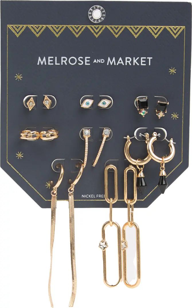 Melrose and Market Pack of 8 Studded Hoop Earrings | Nordstromrack | Nordstrom Rack