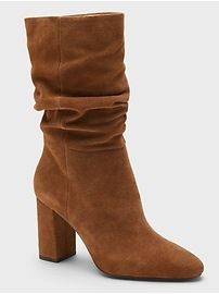 Midshaft Suede Slouchy Boot | Banana Republic (US)