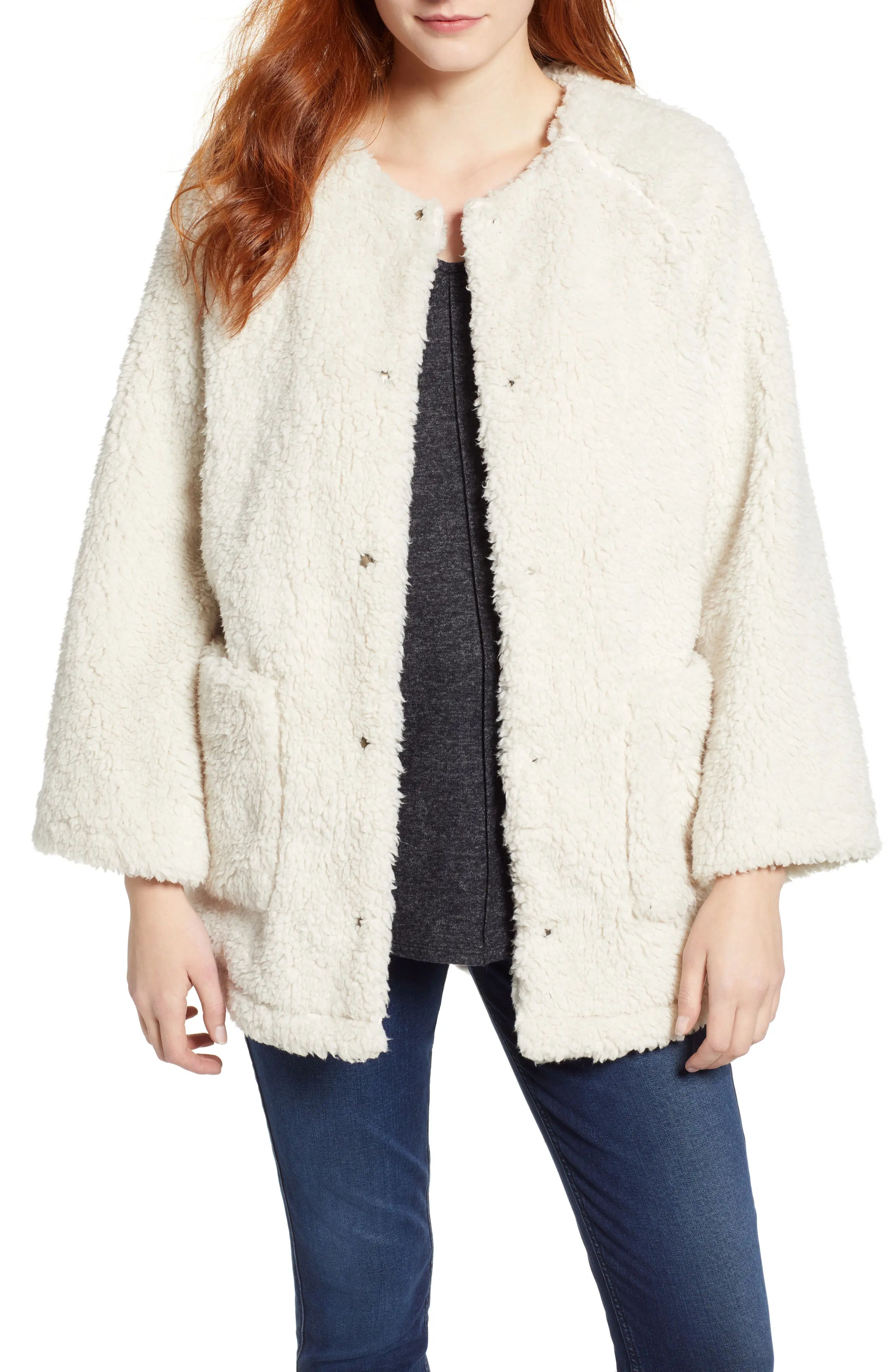 Caslon® Fuzzy Fleece Jacket (Regular & Petite) | Nordstrom