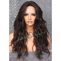 Human Hair Blend Wig Natural Relaxed Beachy Wavy Dark Brown Mixed Hand Tied Mono Center Part Heat Ok Cancer/Alopecia/Cosplay | Etsy (US)