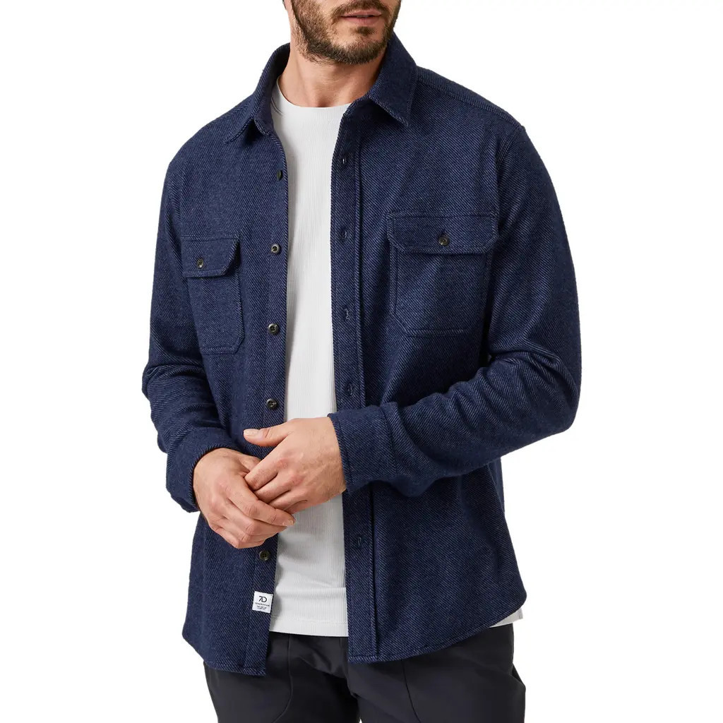 7 Diamonds Generations Stretch Twill Button-Up Shirt in Indigo at Nordstrom, Size Large | Nordstrom