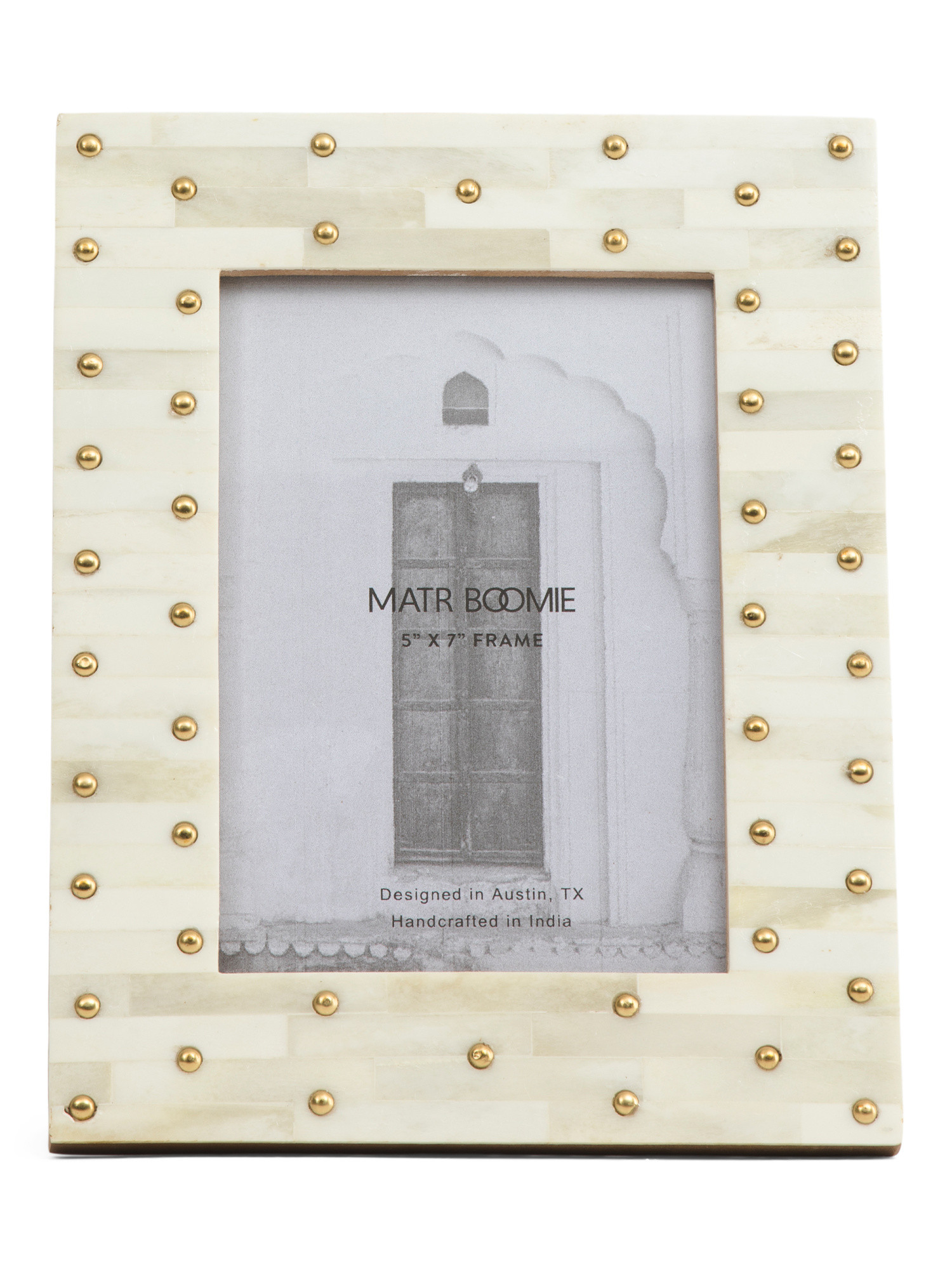 5x7 Carved Bone Brass Stud Art Deco Tabletop Picture Frame | TJ Maxx