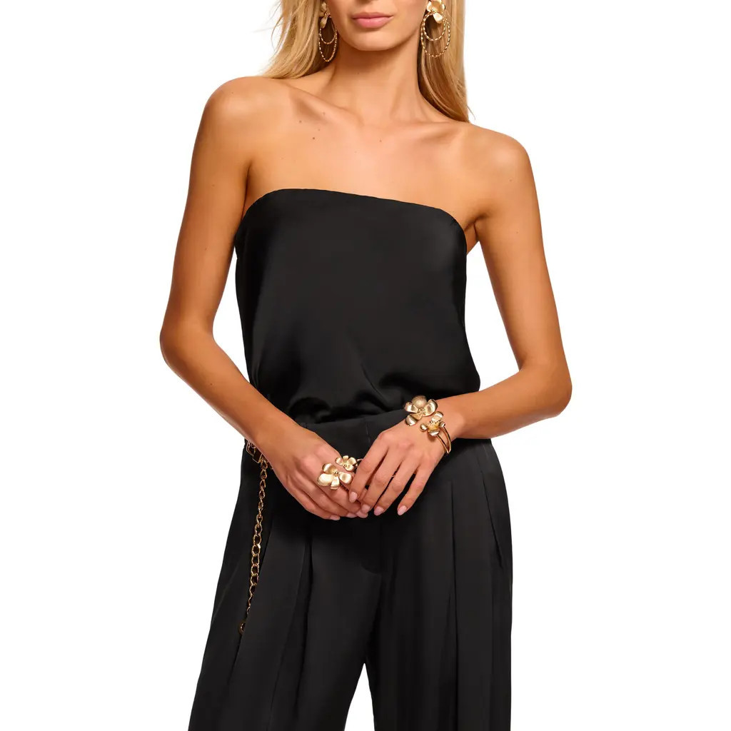 Ramy Brook Ruben Strapless Satin Bodysuit in Black at Nordstrom, Size Xx-Small | Nordstrom