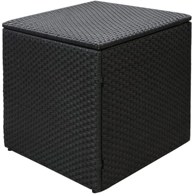 Green4ever 64 Gallons Gallon Water Resistant Wicker Deck Box in Black | Wayfair North America