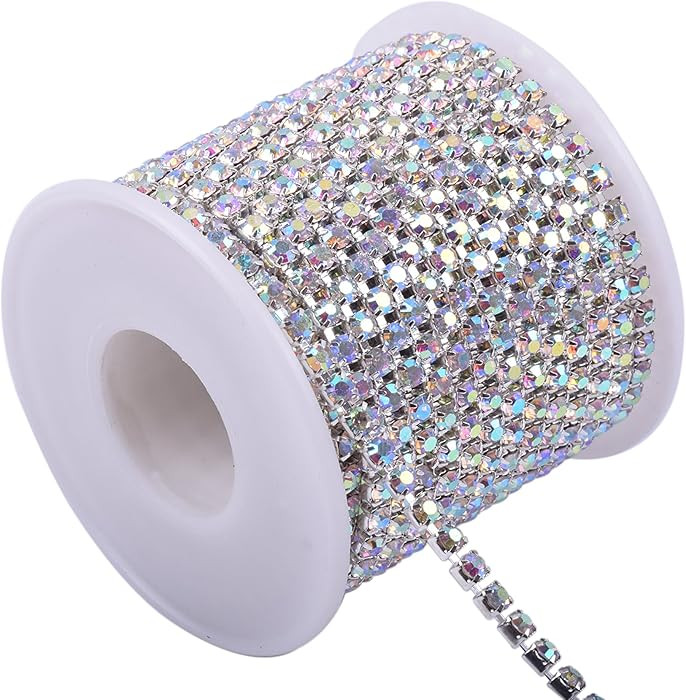 KAOYOO 10 Yards 4MM Crystal Rhinestone Close Chain Trim for Sewing Crafts,DIY Decoration | Amazon (US)