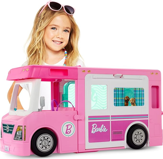 Barbie Camper Playset, 3-in-1 DreamCamper with Pool and 50 Accessories, Transforms into Truck, Bo... | Amazon (US)