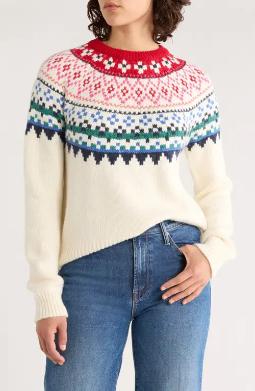 Marine Layer Fiorella Fair Isle Crewneck Sweater in Multi Fair Isle at Nordstrom, Size Medium | Nordstrom