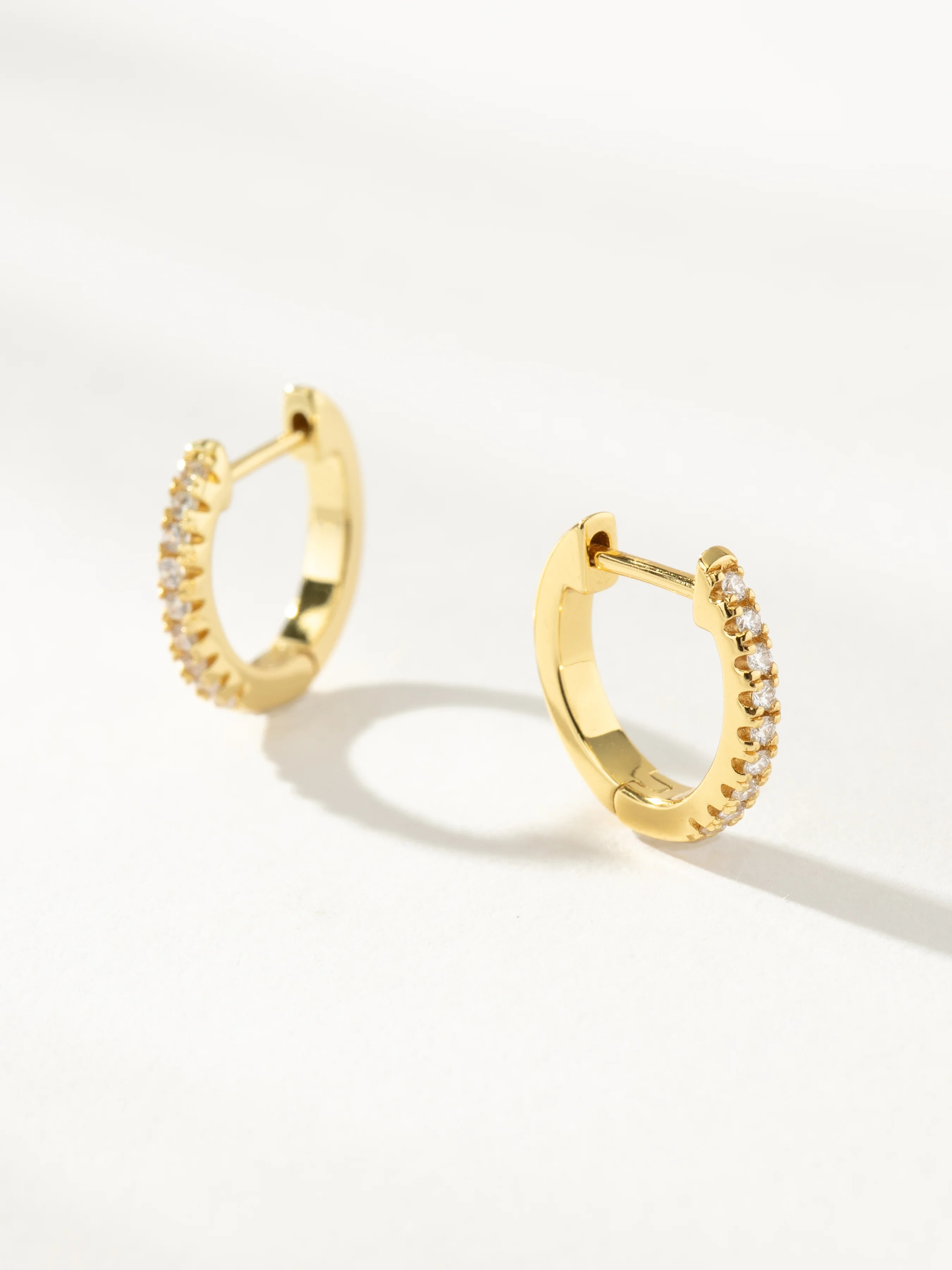 Gold Tiny Pavé Huggie Earrings | Small Gold Hoops | Uncommon James | Uncommon James