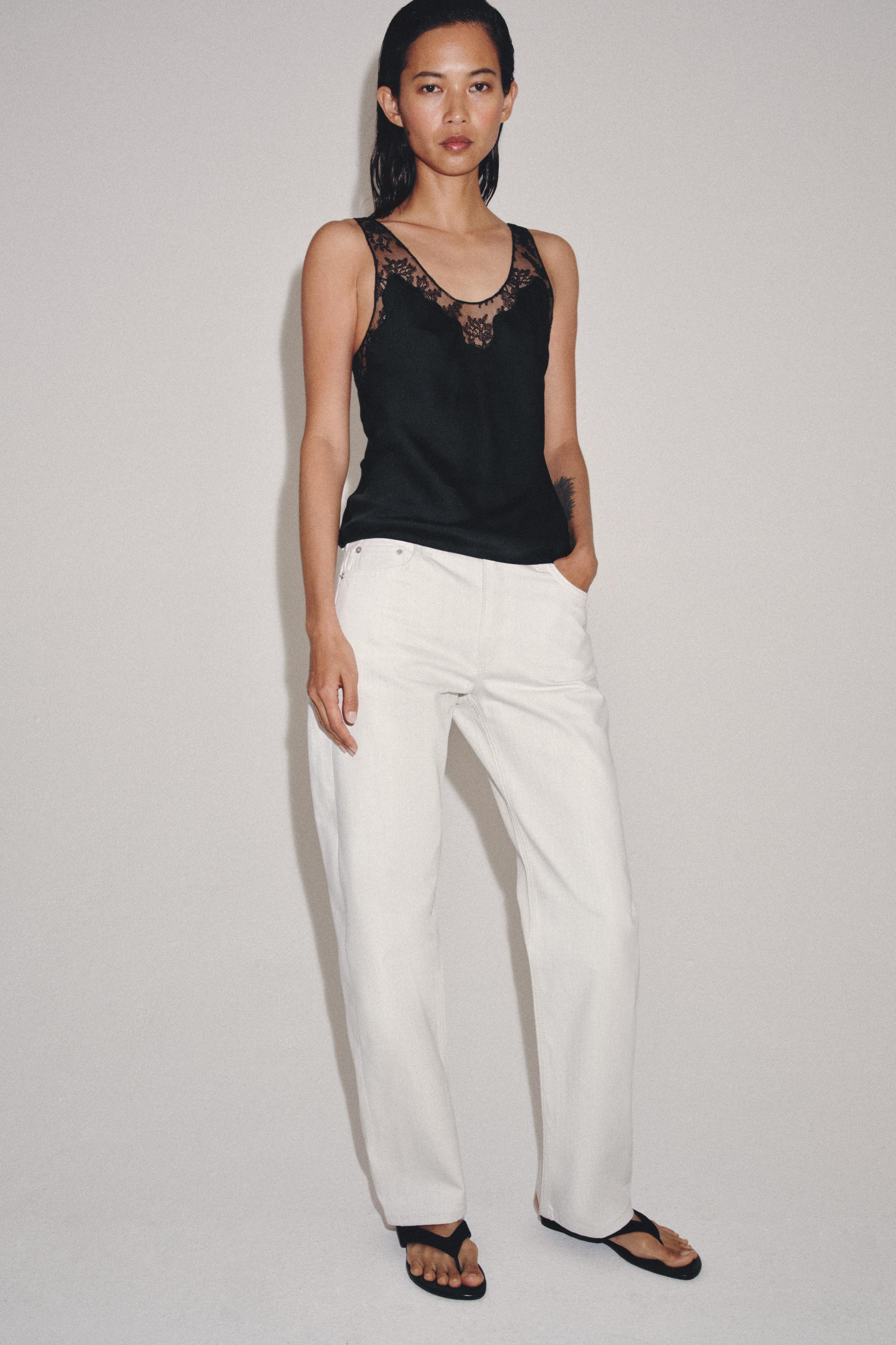 ZW COLLECTION SATIN LACE TOP | Zara UK