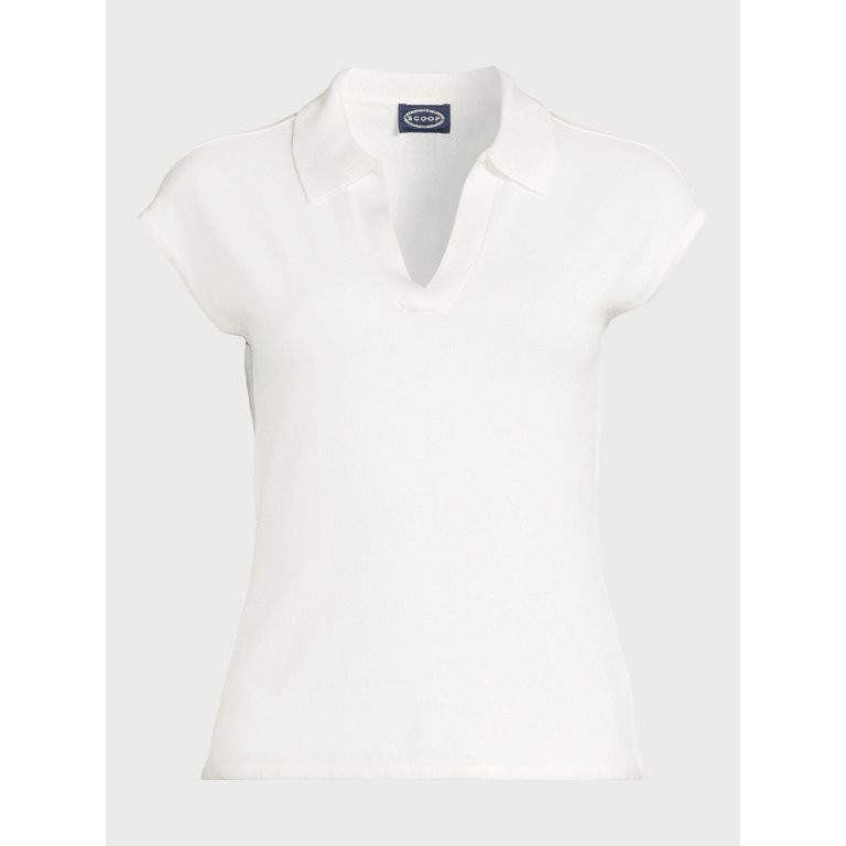 Scoop Women’s Fitted Polo Sweater Tee, Sizes XS-XXL | Walmart (US)