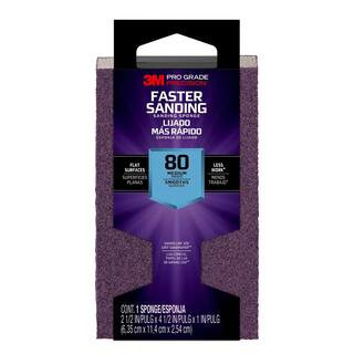 3M Pro Grade Precision 2-1/2 in. x 4-1/2 in. x 1 in. 80 Grit Medium Block Sanding Sponge-24000PGP... | The Home Depot