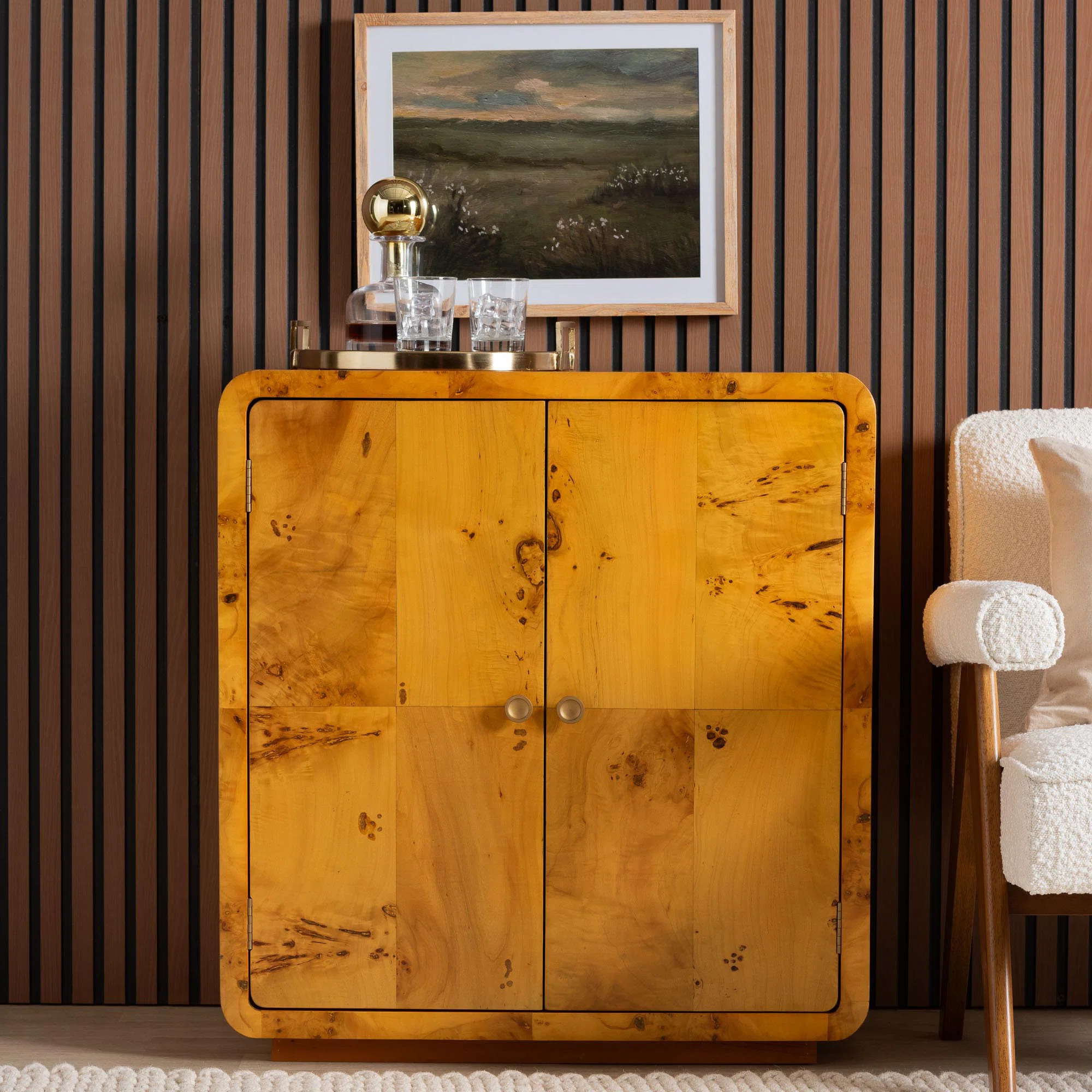 Dynell Modern And Contemporary Natural Real Burl Wood Storage Cabinet | Wayfair North America