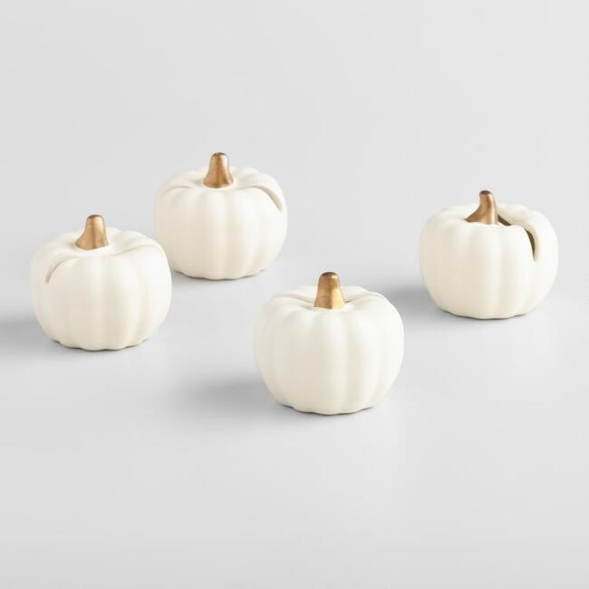 White Pumpkin Stoneware Place Card Holders Set Of 4 | World Market