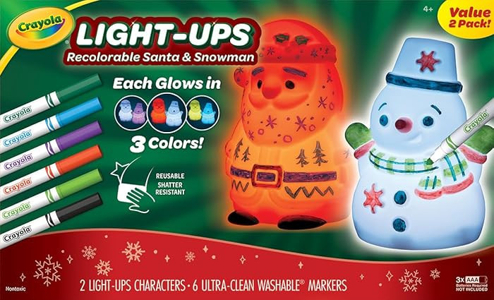 Crayola Light Ups Santa and Snowman Bundle, Recolorable Light Up Toy, Gift for Kids, 5, 6, 7, 8 | Amazon (US)