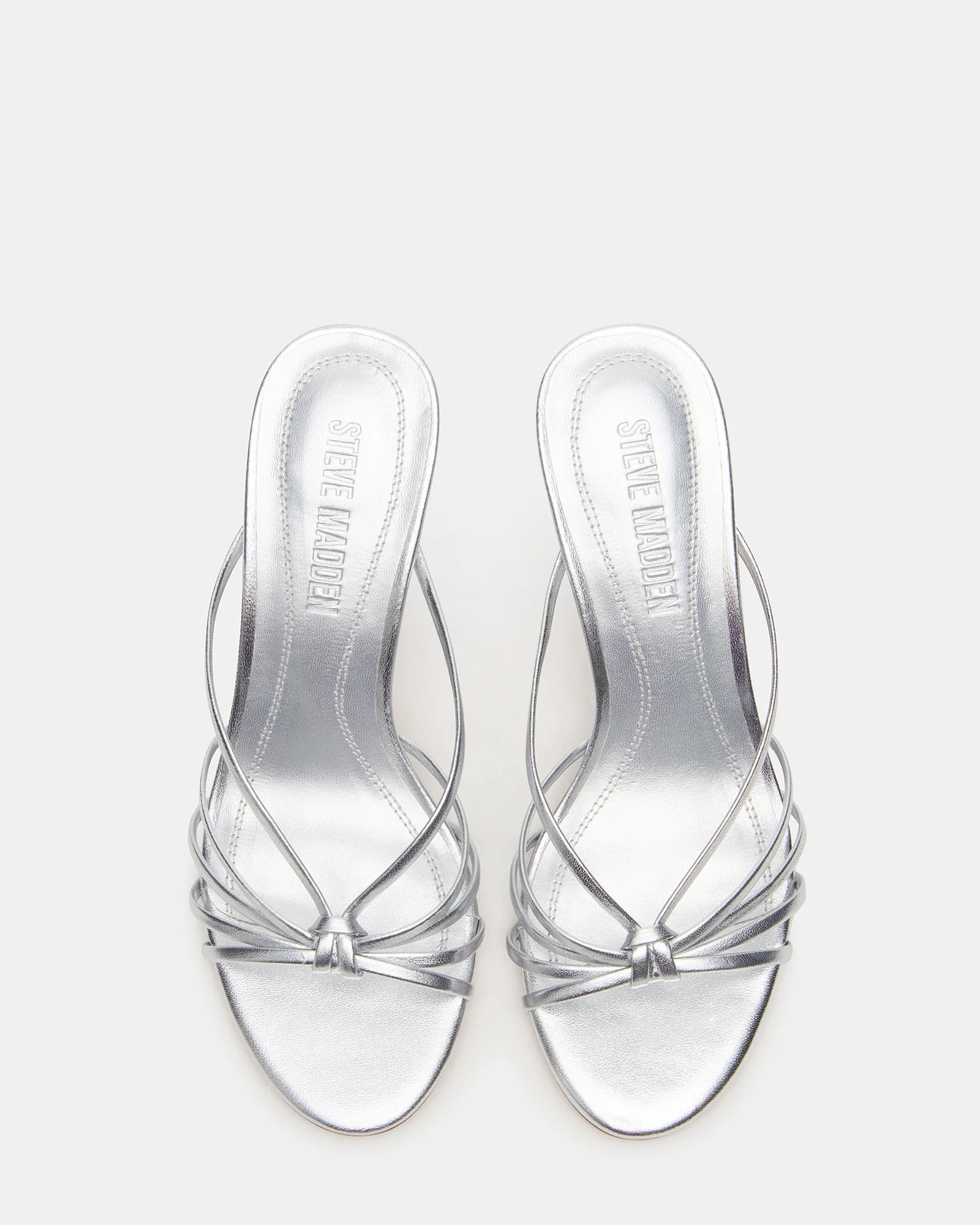 EDNA Silver Leather Strappy Mule Women's Heel | Steve Madden (US)