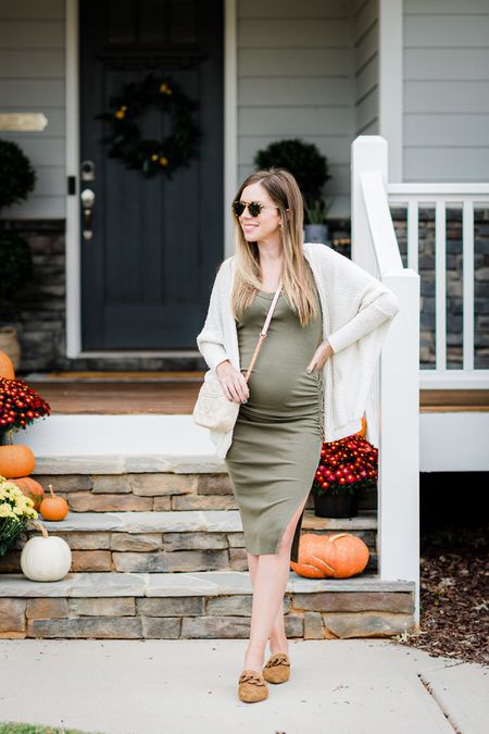 Throwback to slightly warmer weather and pumpkins on my front porch, which is now fully decorated for Christmas 🙌🏻 While I have found some good maternity jeans (and will share soon!), I reach for leggings or a comfortable dress 99% of the time! It’s just hard to beat stretchy fabric that doesn’t need to be fussed with. Happy Friday! 

#LTKunder100 #LTKbump #LTKSeasonal