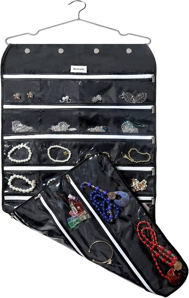Hanging Jewelry Organizer,Accessories Organizer,56 Zipper Pocket Organizer for Holding Jewelries ... | Amazon (US)