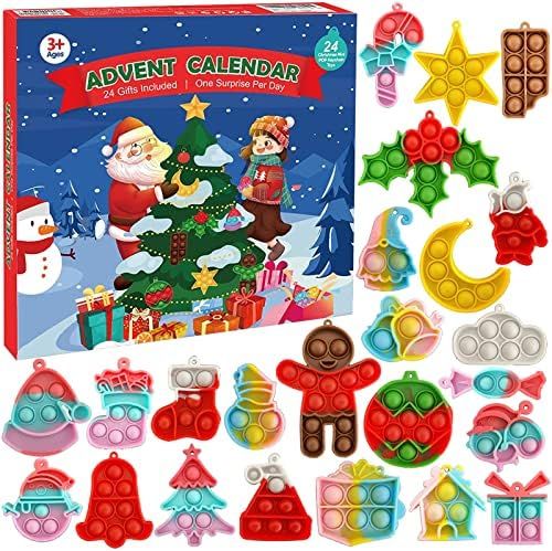 Fidget Advent Calendar 2022 for Kids, Christmas Countdown Calendar with 24 Pcs Mini Pop Toys, Pop... | Amazon (US)