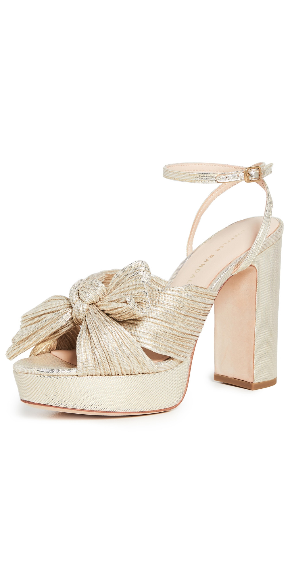 Loeffler Randall Natalia Platform Pleated Bow Heels Platinum Lame 11 | Shopbop