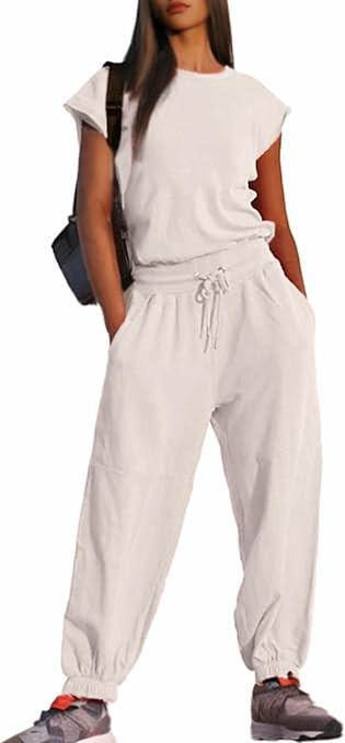 Glamaker Women's Casual Sleeveless One Piece Jumpsuits Loose Open Back Workout Onesie Summer Outf... | Amazon (US)