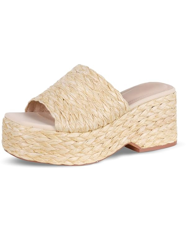 Platform Slip on Espadrille Sandals for Women Wedges Slides Bohemia Sandals Flatform Open Toe Bea... | Amazon (US)