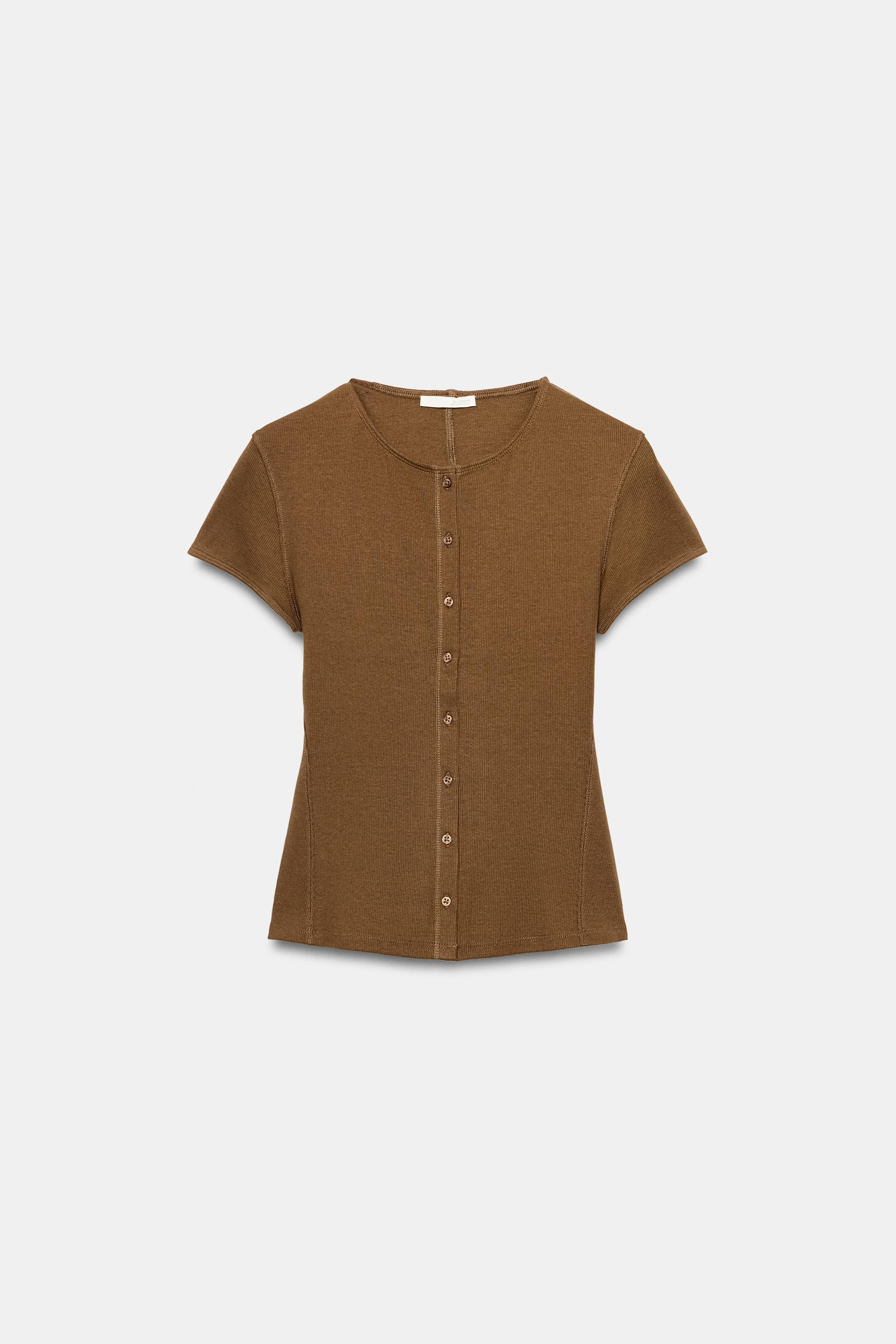 REGULAR FIT - ROUND NECK - REGULAR LENGTH - SHORT SLEEVECotton blend T-shirt. Featuring a round n... | Zara UK