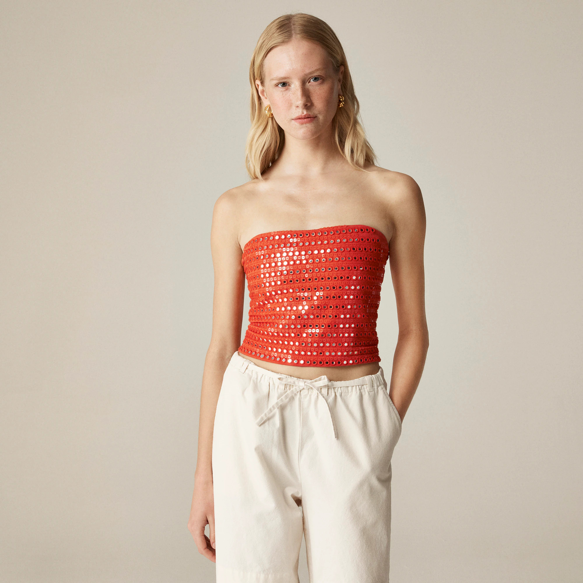 Broken-in jersey tube top with mirror embellishments | J. Crew US