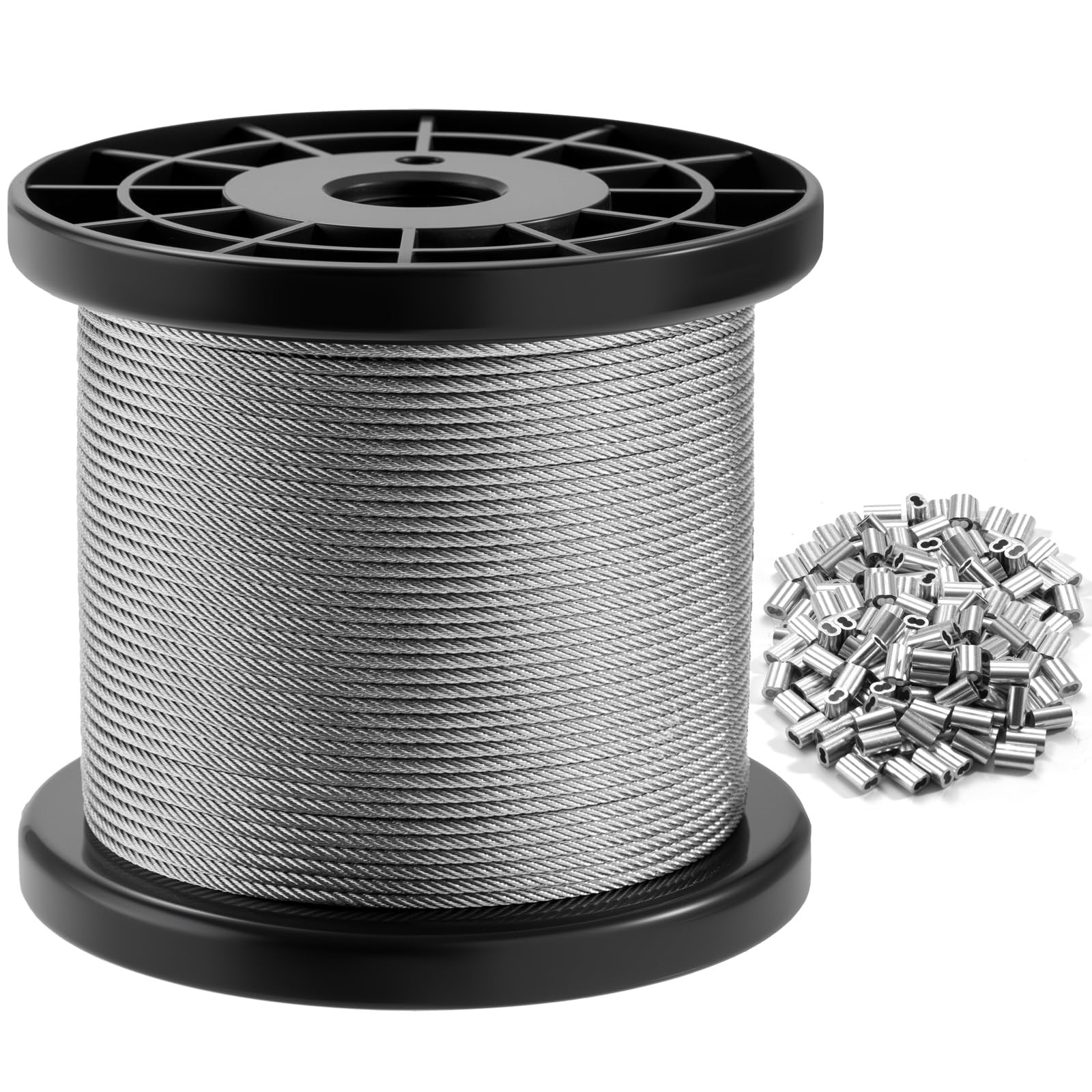 Stainless Steel Wire Rope - 328FT 1/16" Aircraft Cable with 150Pcs Crimping Sleeves for Outdoor H... | Amazon (US)