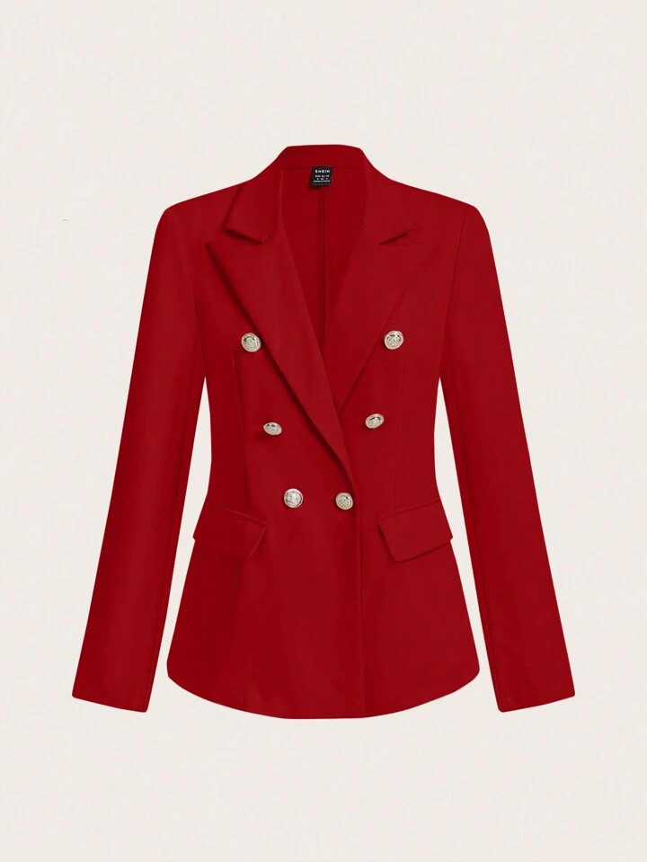 TrendsSHEIN Frenchy Long Sleeve Notched Collar Button Decorated Blazer | SHEIN