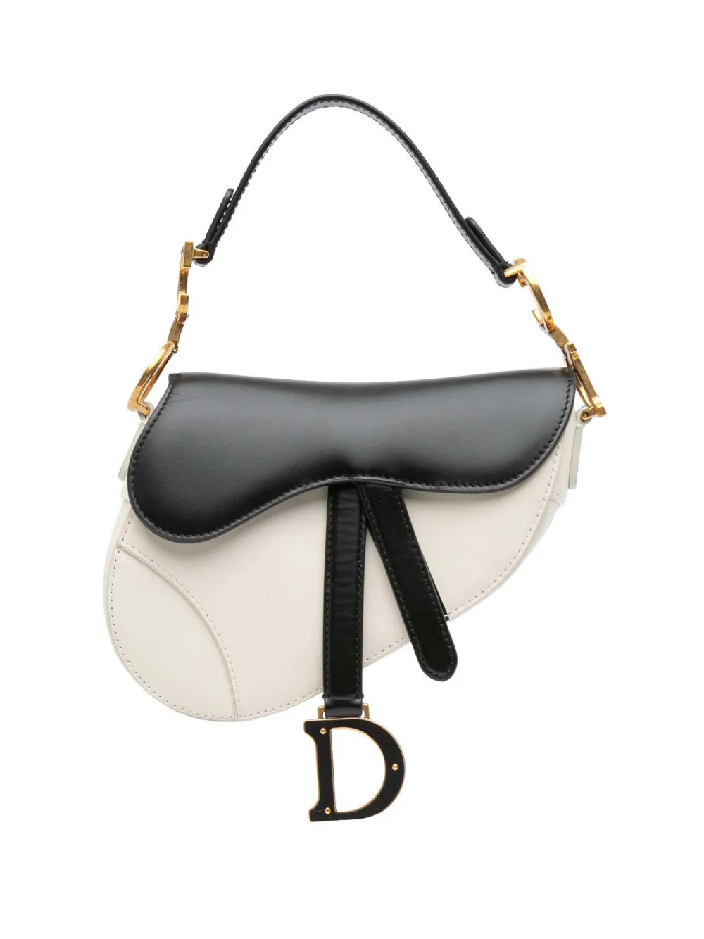 Christian Dior Pre-Owned 2024 Mini Bicolor Calfskin Saddle Bag satchel - Black | Farfetch Global