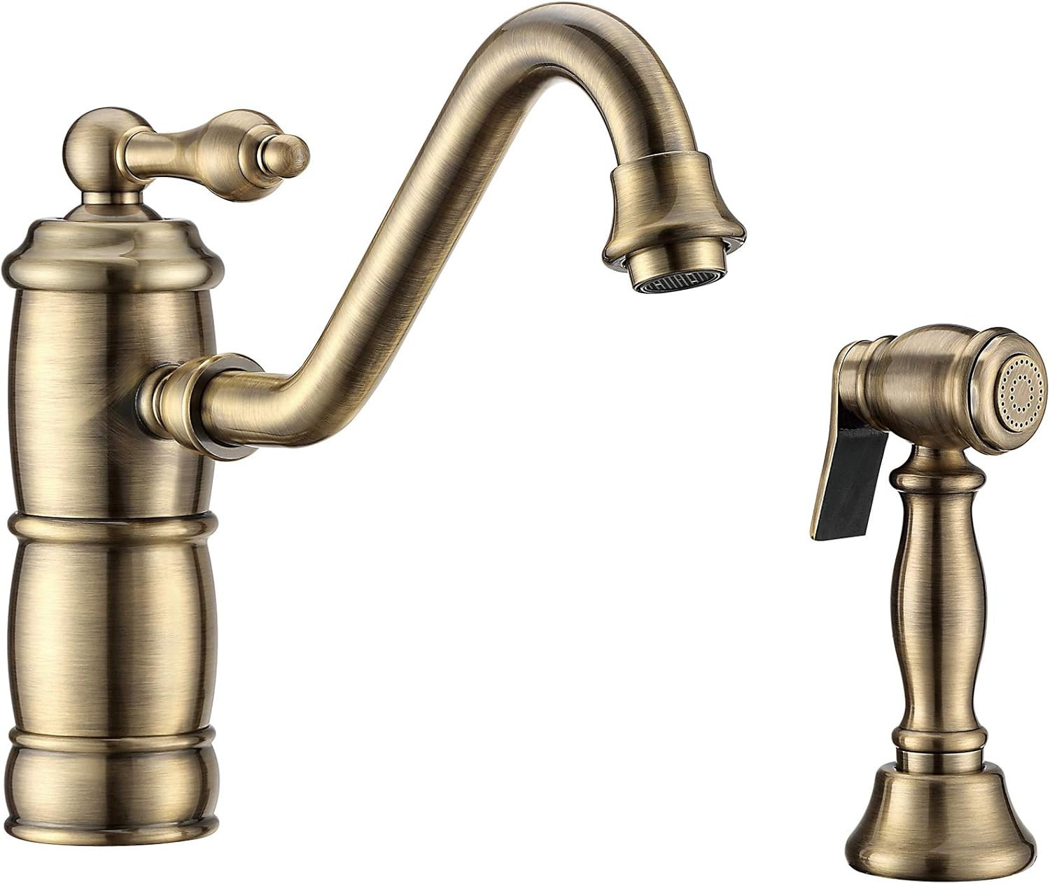 Whitehaus Collection WHKTSL3-2200-NT-AB Vintage III Plus Single Lever Traditional Swivel spout an... | Amazon (US)