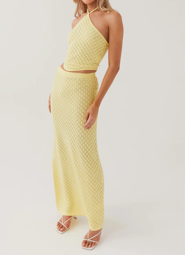 Amanza Knit Maxi Skirt - Lemon | Peppermayo (Global)