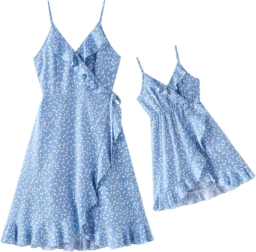 Amazon.com: PATPAT Mommy and Me Dresses Matching Outfits Set Spaghetti Strap Polka Dots Wrap V-Ne... | Amazon (US)