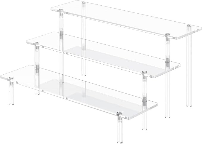 3 Tier Acrylic Display Risers, Large Perfume Organizer Stand, Clear Cupcake Stand Holder, Display... | Amazon (US)