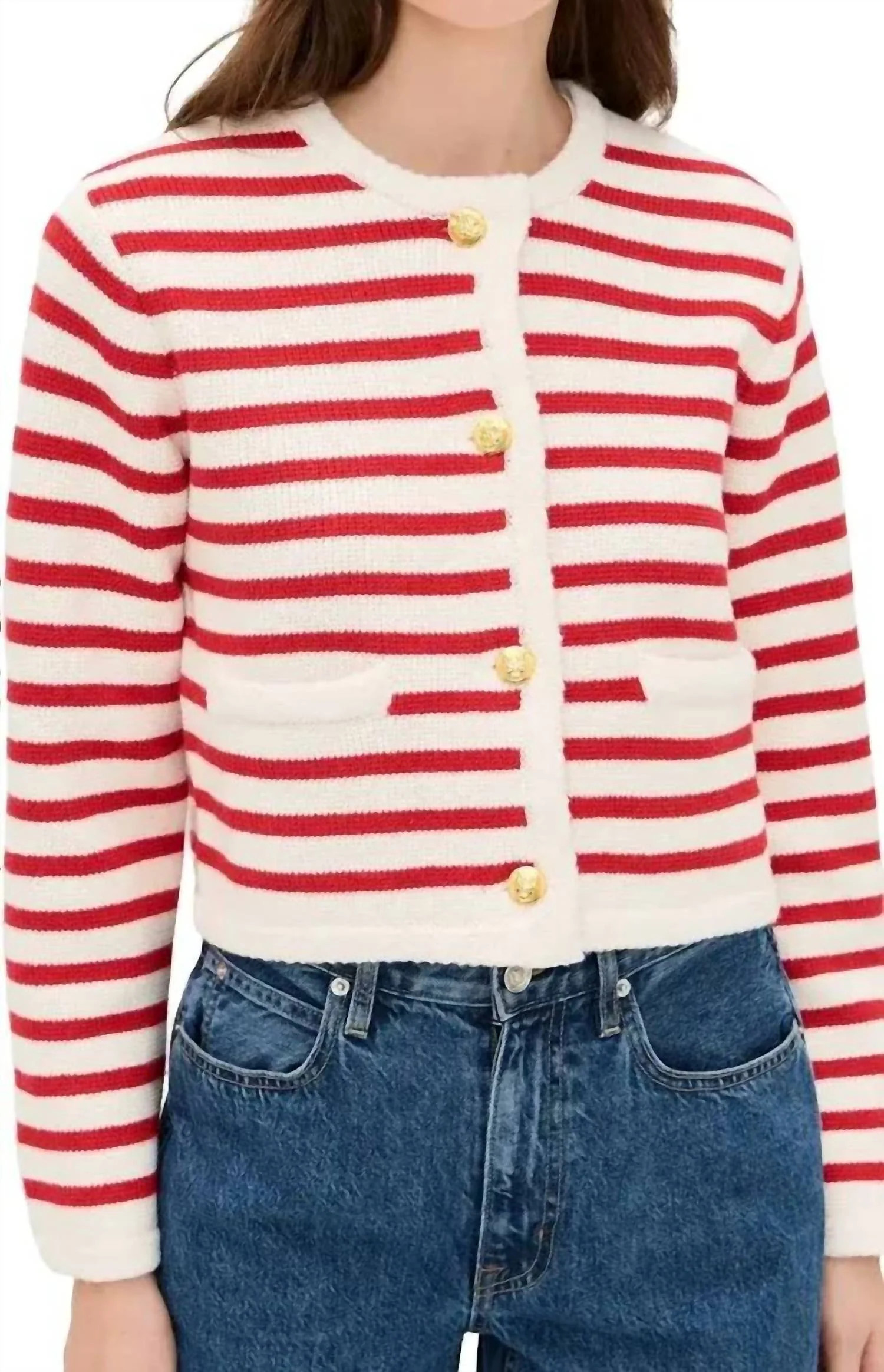 Suzy Cardigan In Red/white | Shop Simon