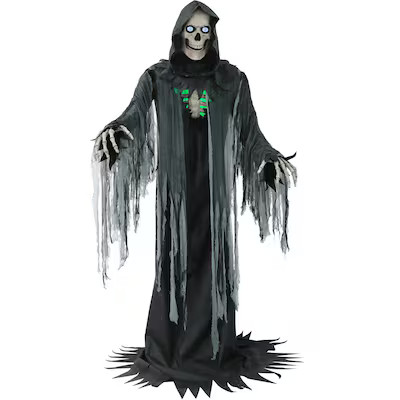 Haunted Hill Farm 10-ft Freestanding Motion Activated Talking Lighted Reaper Animatronic | Lowe's