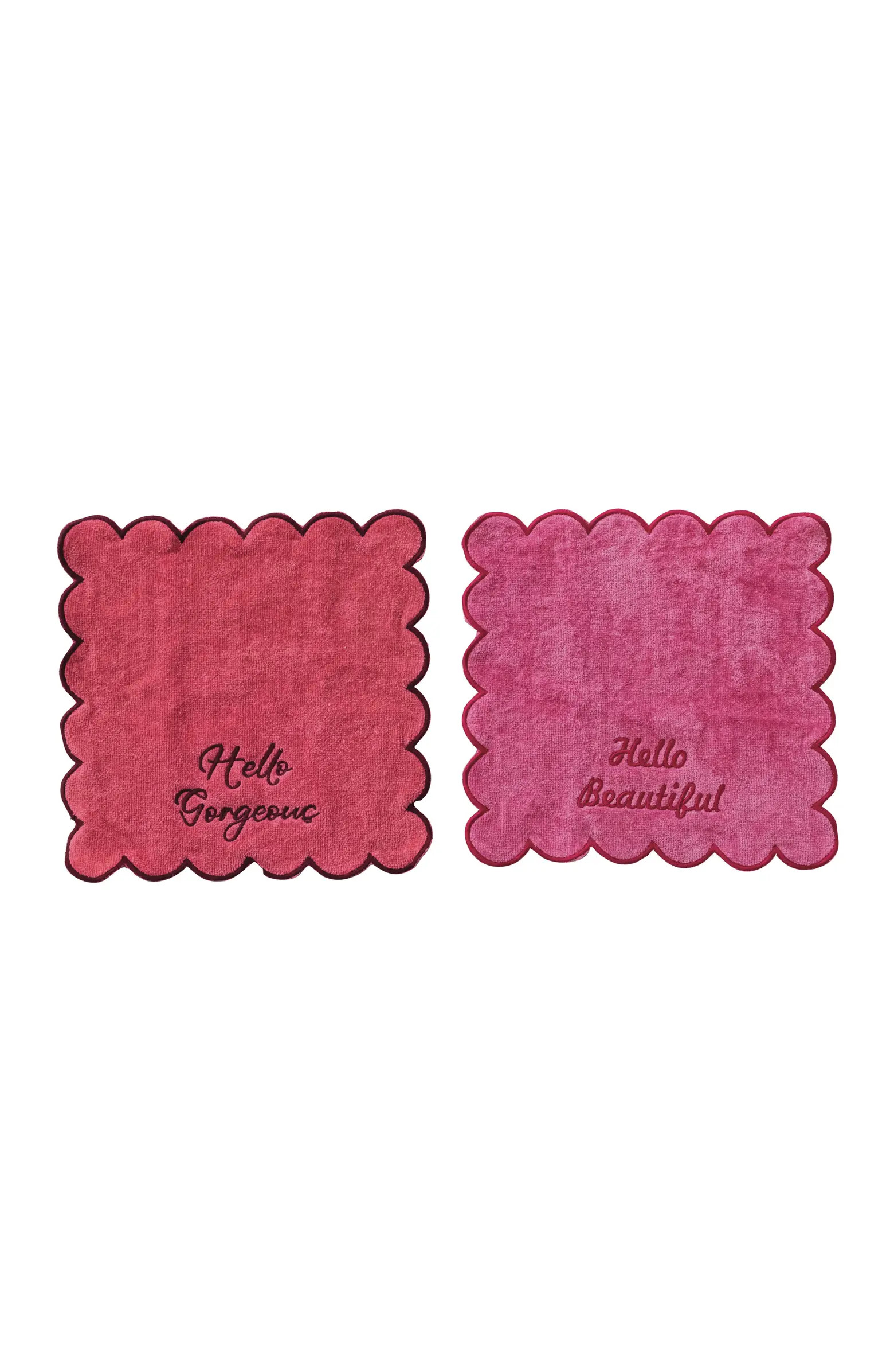 Embroidered Sayings Cotton Bath Towel Set, Pink, Set of 2 | Nordstrom