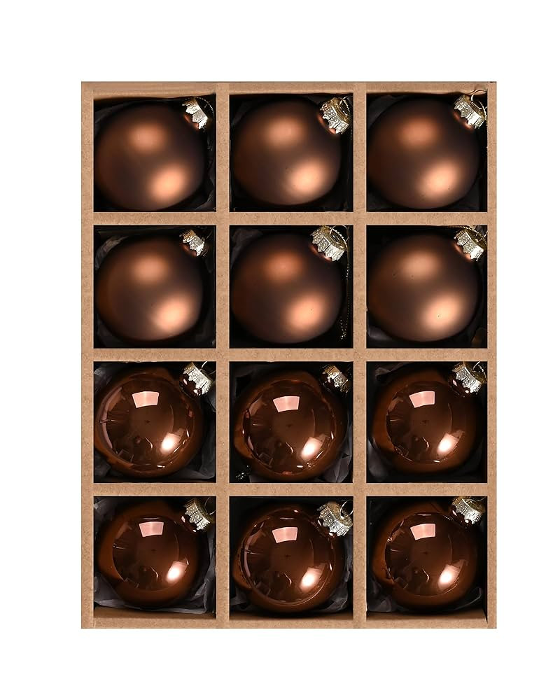 WDS WONDROUS Brown Glass Christmas Ball Ornaments, 2.36” Hanging Bulbs Ornaments for Christmas ... | Amazon (US)