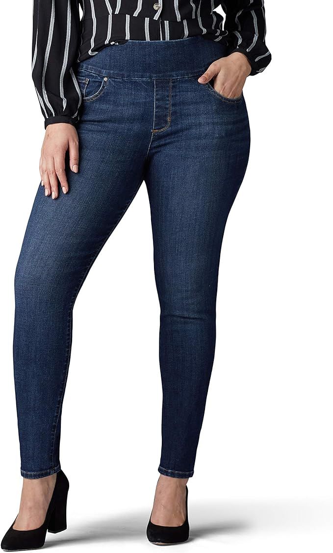 Lee Women's Plus Size Sculpting Slim Fit Skinny Leg Pull on Jean | Amazon (US)