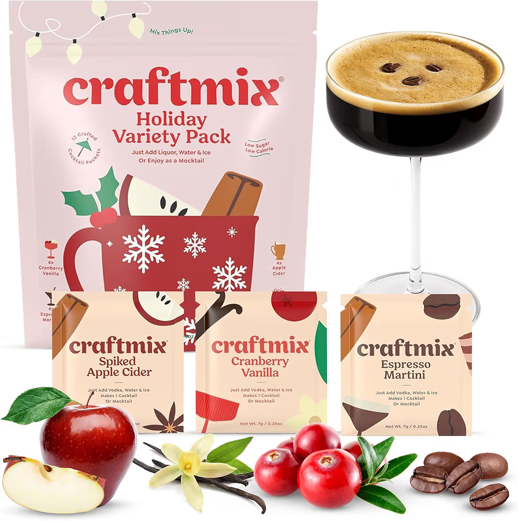 Craftmix Holiday Variety Cocktail & Mocktail Drink Mixer, Skinny Mixes - Water Flavoring Packets ... | Amazon (US)