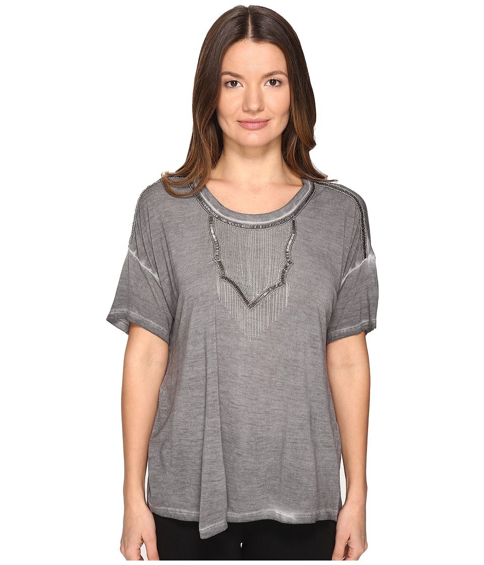 The Kooples - Wave Dyeing Jersey Chain Short Sleeve Tee (Grey) Women's T Shirt | Zappos