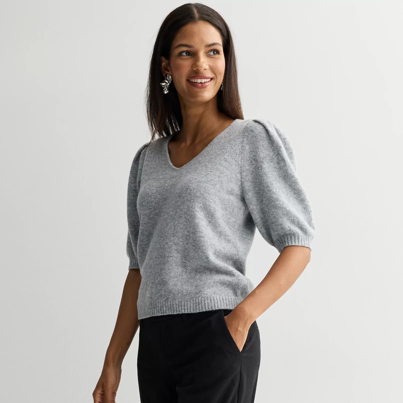 Women's Nine West V-Neck Puff Sleeve Top | Kohl's