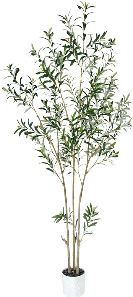 7 Feet (84'') Olive Tree Fluffy Artificial Plants Indoor for Home Corner, Faux Olive Tree for Mod... | Amazon (US)