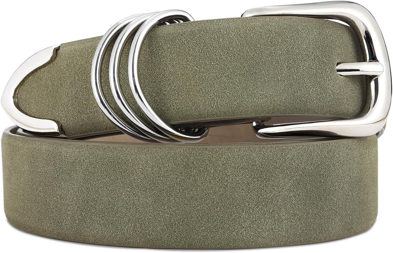 Women's Leather Belts with Gold Buckle Fashion Ladies Waist Belt | Amazon (US)