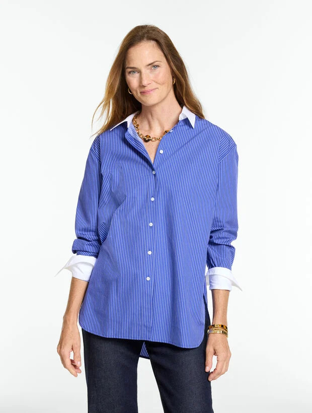 Everyday Relaxed Shirt - Pretty Pinstripe | Talbots