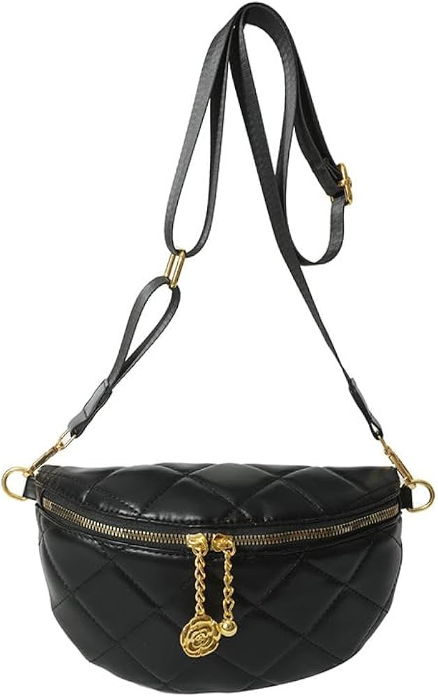 Leather Chest Bag for Women, Chain Belt Bag Fanny Pack Purse Fashionable Crossbody Waist Bags Han... | Amazon (US)
